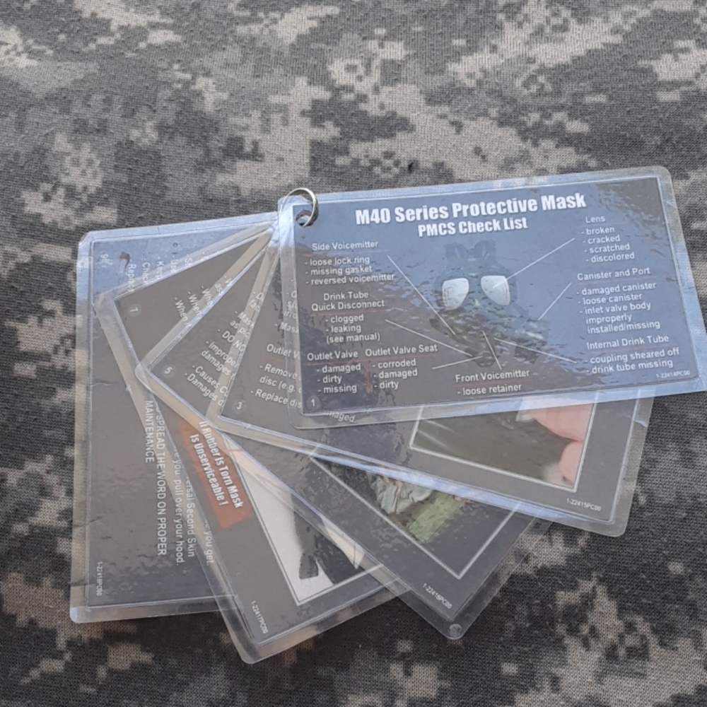 Laminated M40 Gas Mask PMCS Cards